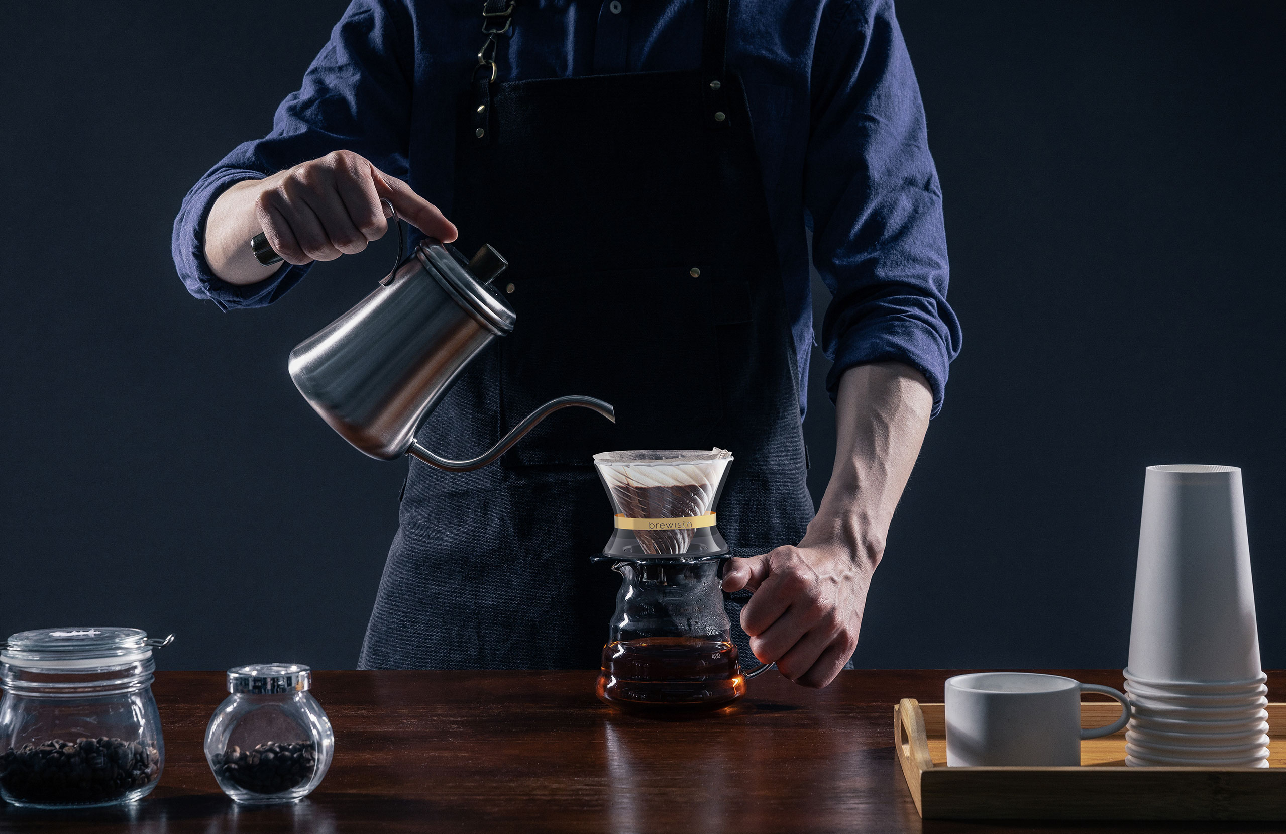 Brewista Tornado Duo Kaffeetropfer – Doppelwandiges Glas, Für 2‑4 Tassen, Mit #1 Filter
