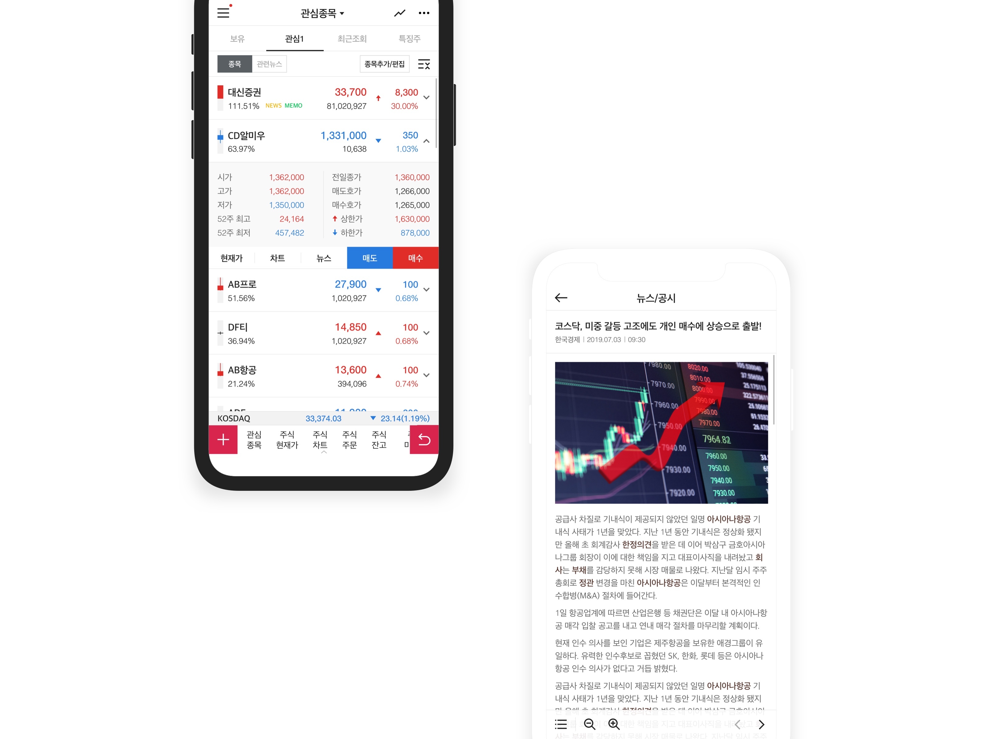 Mobile stock trading App "Creon"