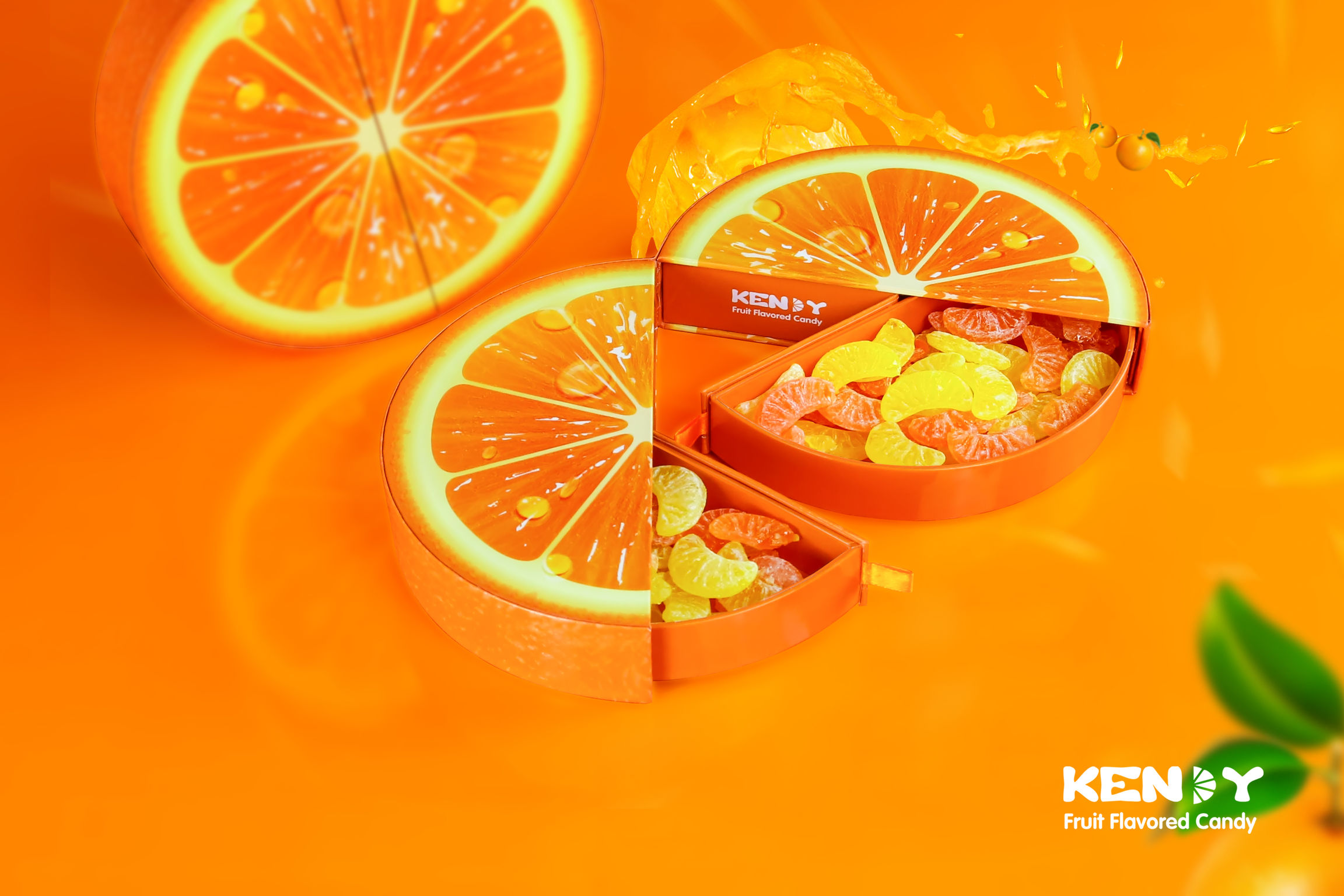 Kendy's orange flavor candy packaging