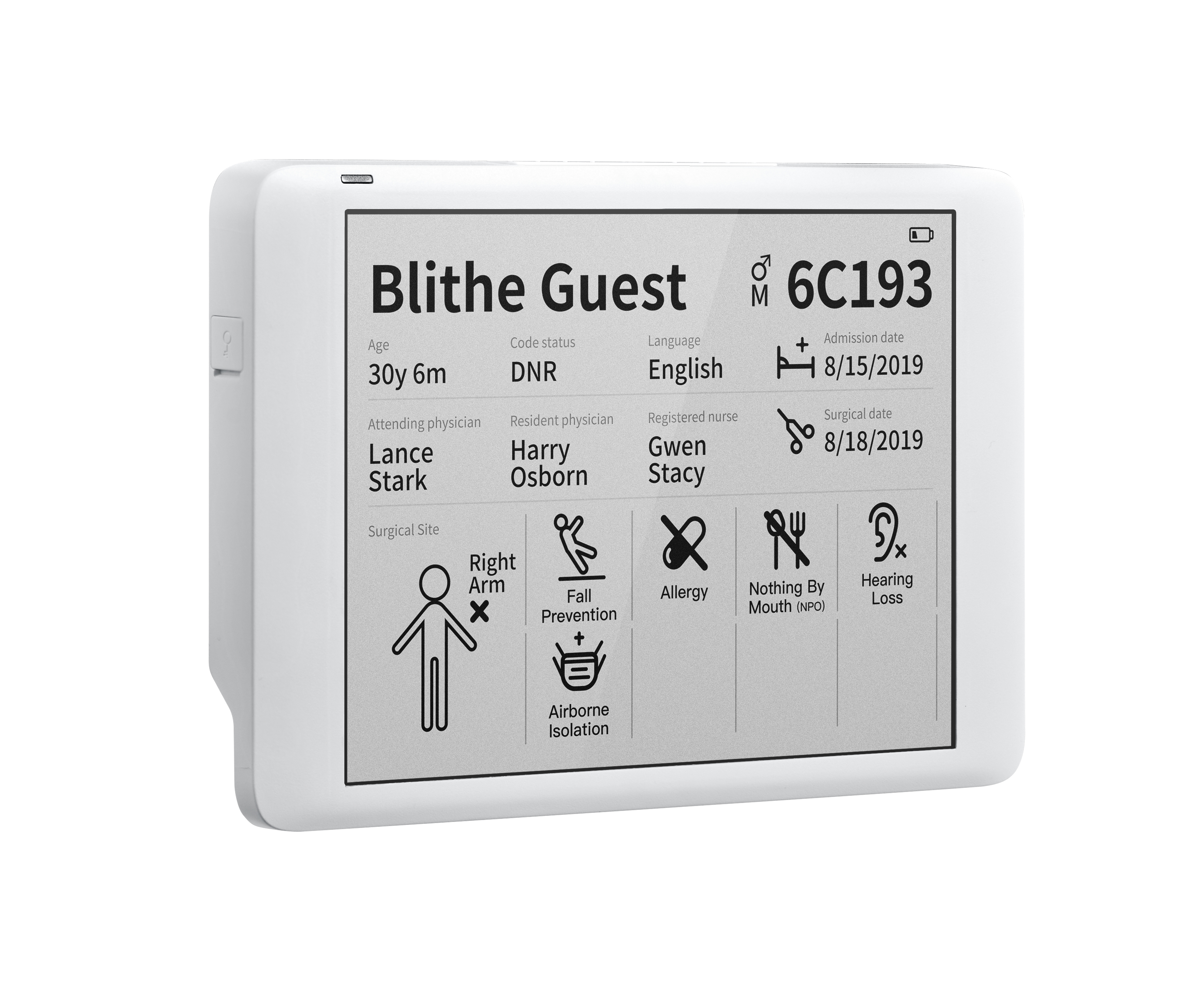 Patient/Room Information Display