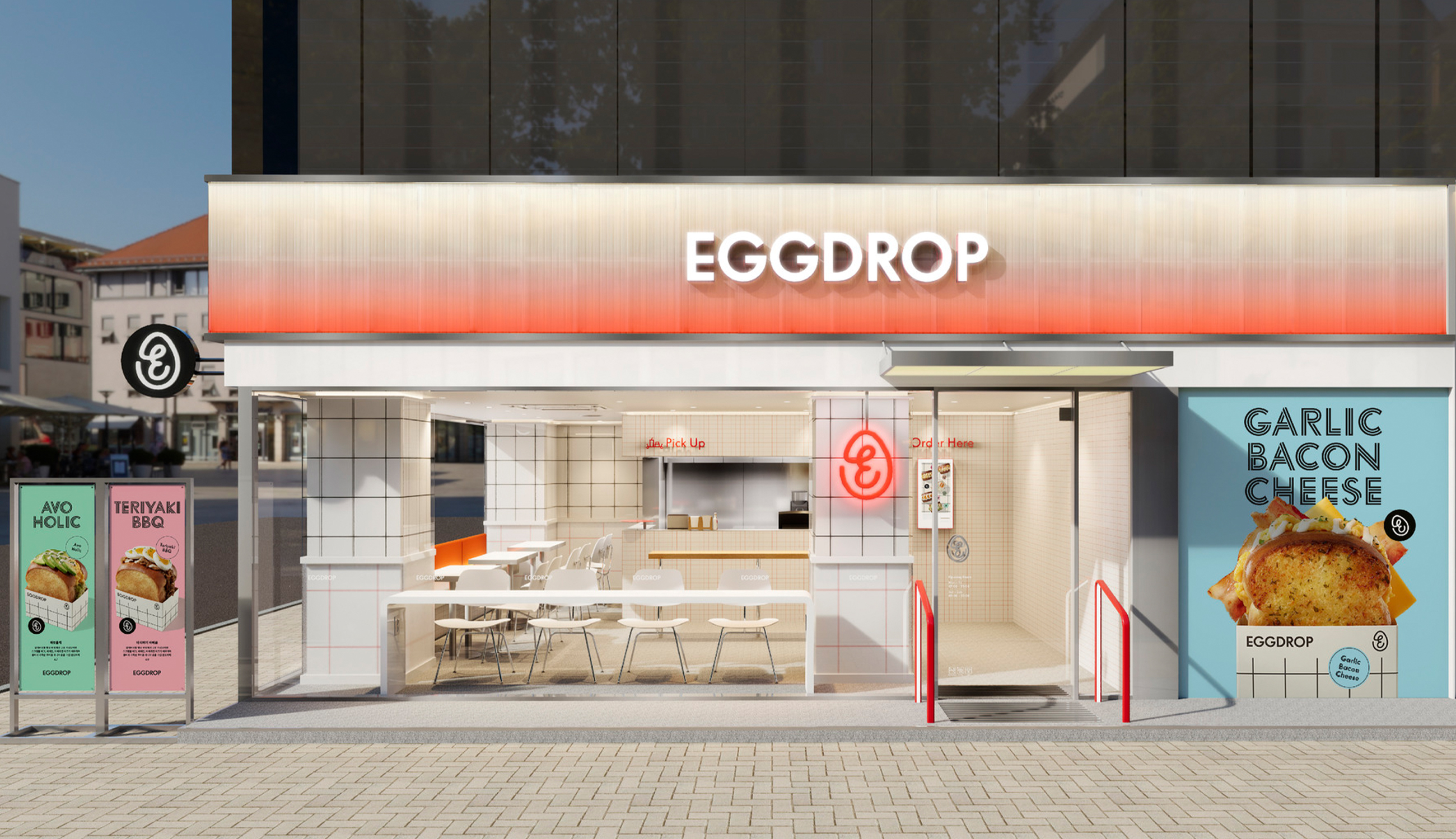 EGGDROP identity branding, healthy sandwich franchise