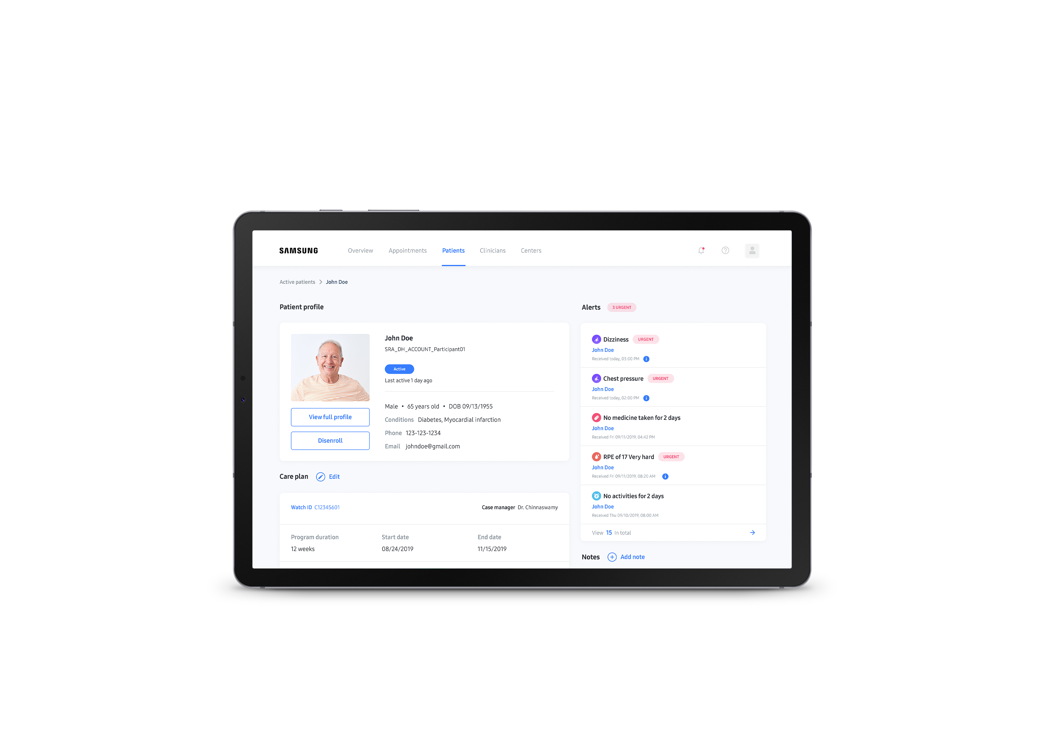 Samsung Clinician Dashboard