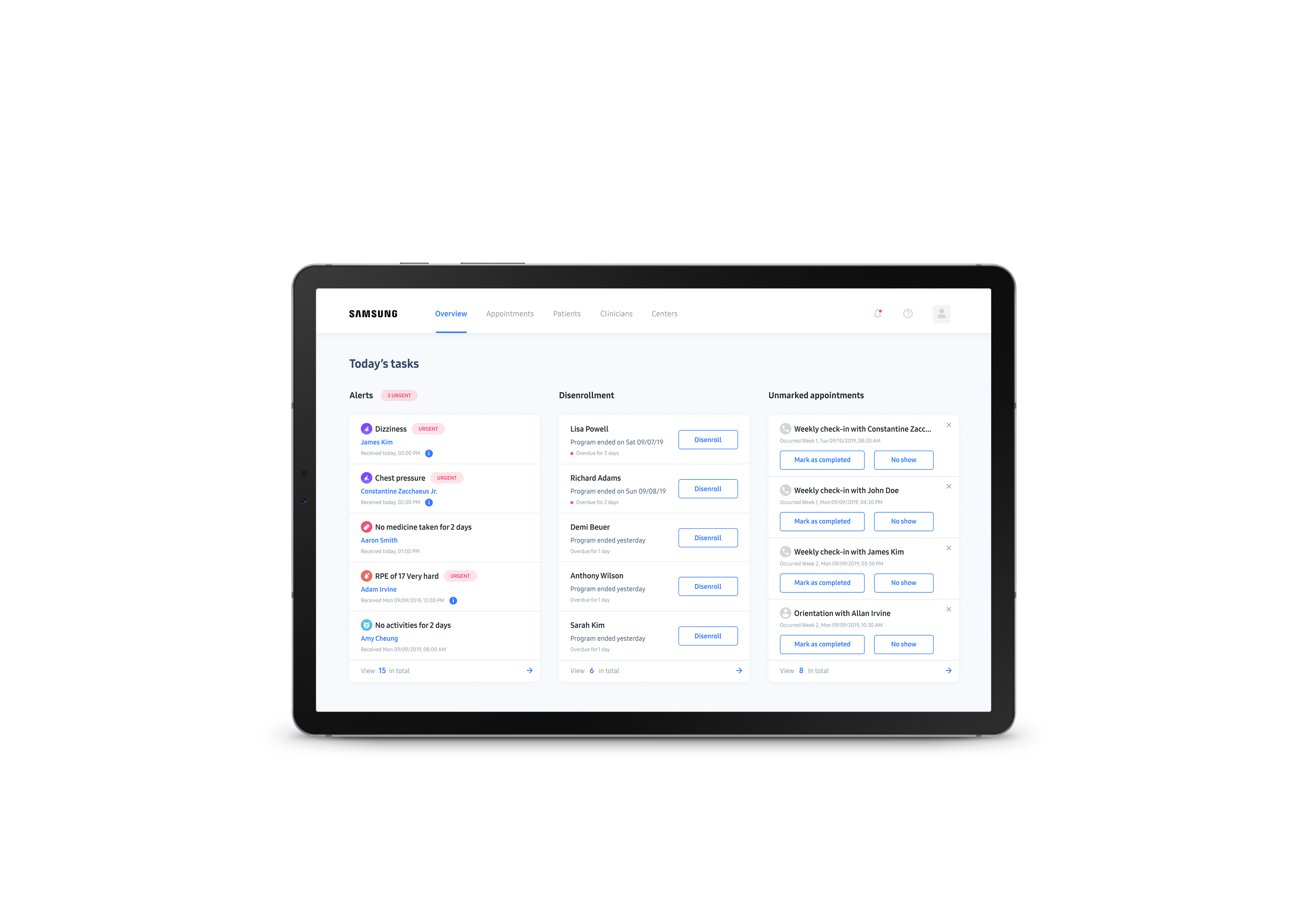 Samsung Clinician Dashboard